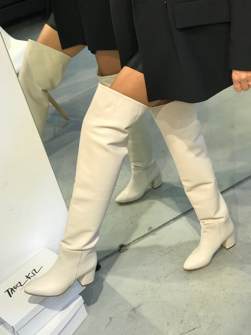 CANDI EKRU DİZ ÜSTÜ ÇİZME